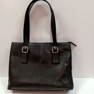 GUN TOTE'N MAMA'S Black Cowhide Leather Laptop Portfolio Tote/ Shoulder Bag